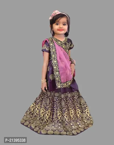 Kids Lehenga Choli Duptta Set-thumb0