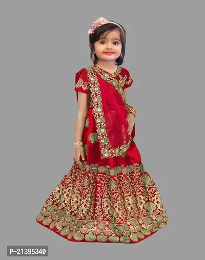 Kids Lehenga Choli Duptta Set-thumb0