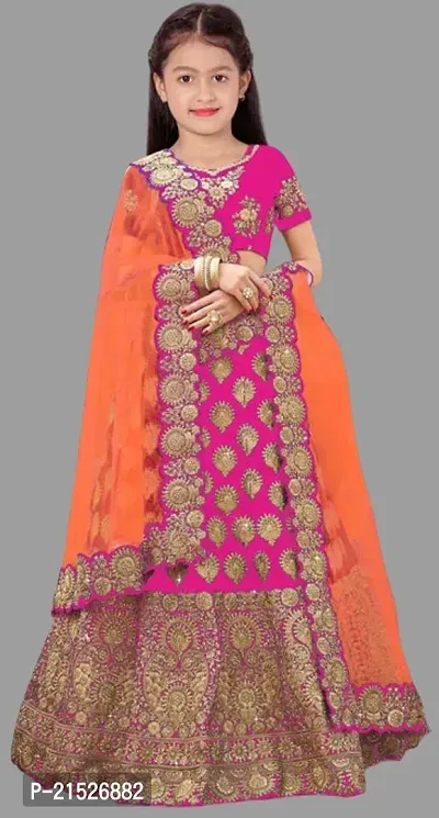 Kids Lehenga Choli Duptta Set-thumb0