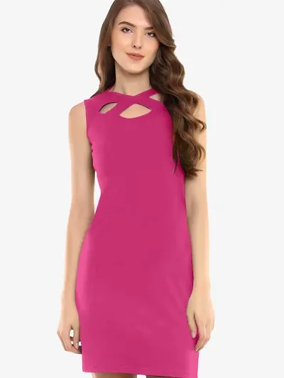 Classic Lycra Solid Dresses for Women