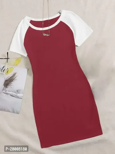 Womens Maroon Color Bodycon one pices Drees.
