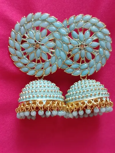 beads flower jhumka earrings