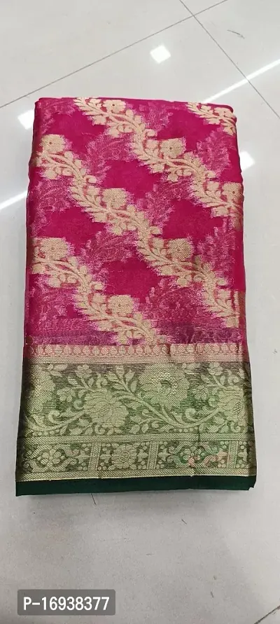 Stylish Organza Multicoloured Saree with Blouse piece