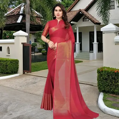 Women Stylish Chiffon Saree with Blouse piece