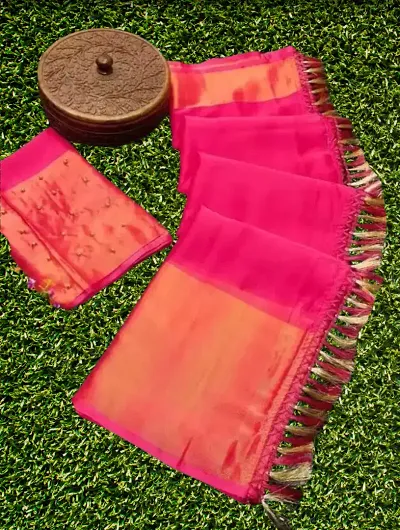 New In Chiffon Saree with Blouse piece 