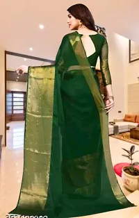 Stylish Chiffon Green Woven Design Saree With Blouse Piece-thumb1