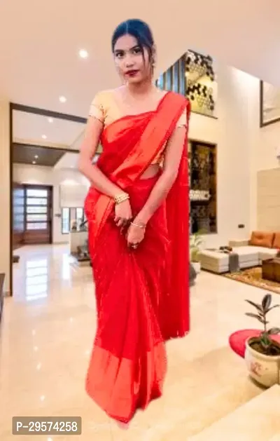 Stylish Chiffon Red Woven Design Saree With Blouse Piece-thumb2