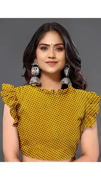 Stylish Chiffon Yellow Printed Saree With Blouse Piece-thumb1