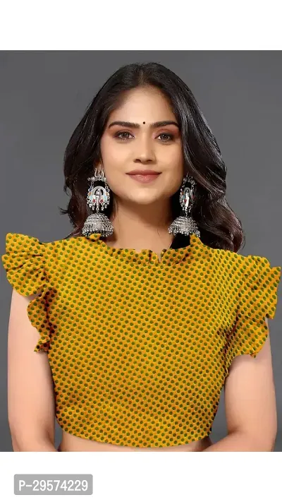 Stylish Chiffon Yellow Printed Saree With Blouse Piece-thumb2