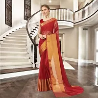 Stylish Chiffon Red Woven Design Saree With Blouse Piece-thumb1