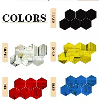 11 Hexagon Mirror Wall Stickers For Wall Size (10.5x12.1)Cm Acrylic Mirror For Wall Stickers for Bedroom  Bathroom  Kitchen  Living Room Decoration Items (Pack of 11) Silver-thumb3