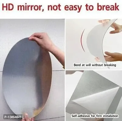 Classic Self Adhesive Wall Mirror Stickers Big Size (30x20) Cm Frameless Mirror for Wall Stickers (J-OvalMirror)-thumb5