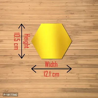 48 Hexagon Mirror Wall Stickers For Wall Size 10.5x12.1Cm Acrylic Mirror For Wall Stickers for Bedroom  Bathroom  Kitchen  Living Room Decoration Items Pack of -48 Gold
