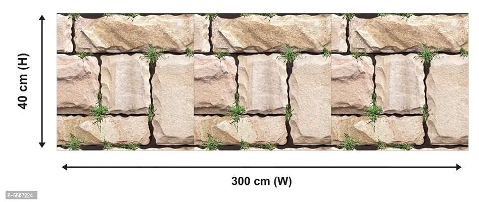 Self Adhesive Wallpaper Model Big Stone Grass Large Size(300 cm X 40 cm)-thumb2