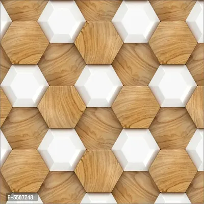 Self Adhesive Wallpaper Model Wooden Hexagon Large Size(300 cm X 40 cm)