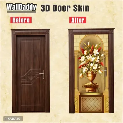 Door Sticker Model (3DFlowerPotDoorSkin) Full Size (39x84) Inch For All Type Of Doors, Almiras, Walls-thumb2
