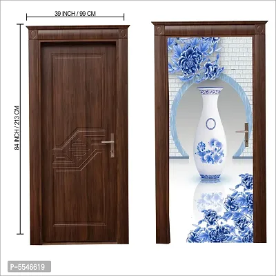 Door Sticker Model (ChinaBlueFlowerpotDoorSkin) Full Size (39x84) Inch For All Type Of Doors, Almiras, Walls-thumb3