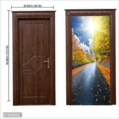 Door Sticker Model (FootPaathDoorSkin) Full Size (39x84) Inch For All Type Of Doors, Almiras, Walls-thumb3