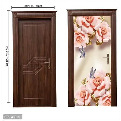 Door Sticker Model (ArtificialFlowerButterflyDoorSlin) Full Size (39x84) Inch For All Type Of Doors, Almiras, Walls-thumb3