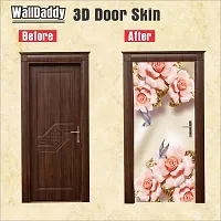 Door Sticker Model (ArtificialFlowerButterflyDoorSlin) Full Size (39x84) Inch For All Type Of Doors, Almiras, Walls-thumb1