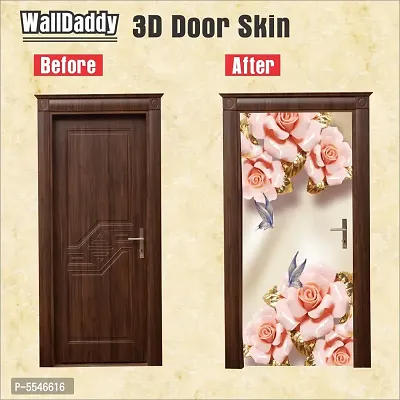 Door Sticker Model (ArtificialFlowerButterflyDoorSlin) Full Size (39x84) Inch For All Type Of Doors, Almiras, Walls-thumb2