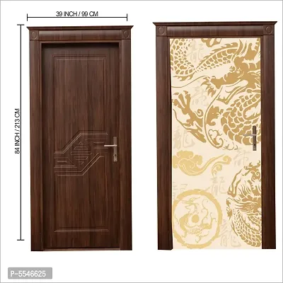 Door Sticker Model (GoldenDragonDoorSkin) Full Size (39x84) Inch For All Type Of Doors, Almiras, Walls-thumb3