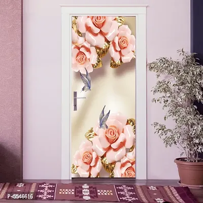 Door Sticker Model (ArtificialFlowerButterflyDoorSlin) Full Size (39x84) Inch For All Type Of Doors, Almiras, Walls-thumb0