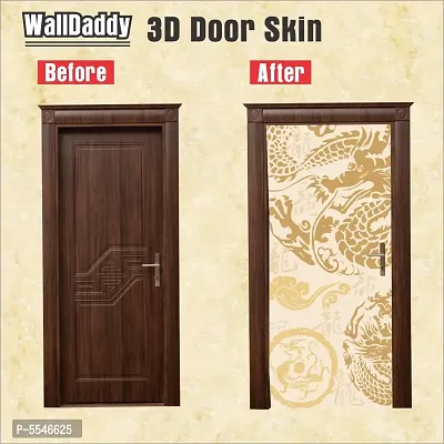 Door Sticker Model (GoldenDragonDoorSkin) Full Size (39x84) Inch For All Type Of Doors, Almiras, Walls-thumb2