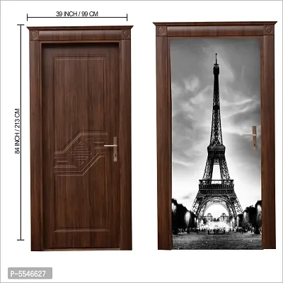 Door Sticker Model (GreyscaleTowerDoorSkin) Full Size (39x84) Inch For All Type Of Doors, Almiras, Walls-thumb3