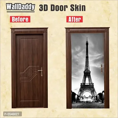 Door Sticker Model (GreyscaleTowerDoorSkin) Full Size (39x84) Inch For All Type Of Doors, Almiras, Walls-thumb2
