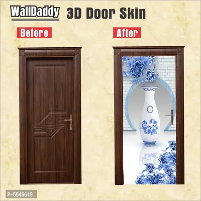 Door Sticker Model (ChinaBlueFlowerpotDoorSkin) Full Size (39x84) Inch For All Type Of Doors, Almiras, Walls-thumb2