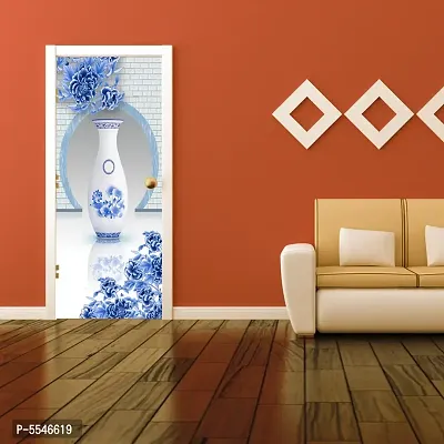 Door Sticker Model (ChinaBlueFlowerpotDoorSkin) Full Size (39x84) Inch For All Type Of Doors, Almiras, Walls-thumb0