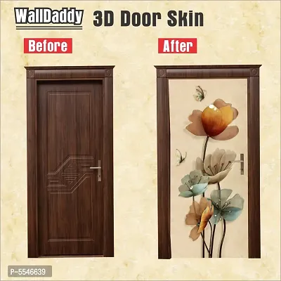 Door Sticker Model (OldButterflyOnflowerDoorSkin) Full Size (39x84) Inch For All Type Of Doors, Almiras, Walls-thumb2