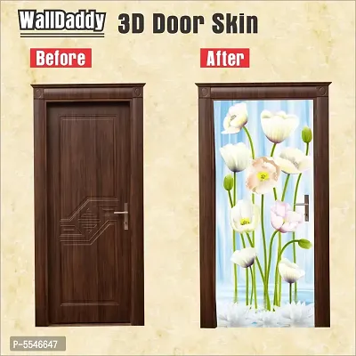 Door Sticker Model (SketchFLowersDoorSkin) Full Size (39x84) Inch For All Type Of Doors, Almiras, Walls-thumb2