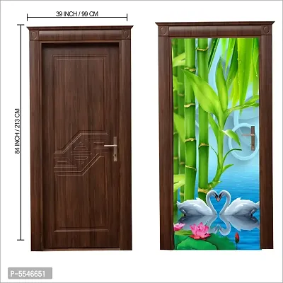 Door Sticker Model (SwanWaterLoveDoorSkin) Full Size (39x84) Inch For All Type Of Doors, Almiras, Walls-thumb3