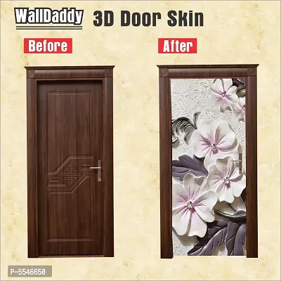 Door Sticker Model (StoneFLowerDoorSkin) Full Size (39x84) Inch For All Type Of Doors, Almiras, Walls-thumb2