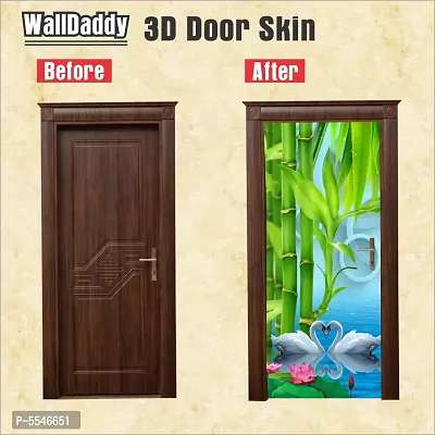 Door Sticker Model (SwanWaterLoveDoorSkin) Full Size (39x84) Inch For All Type Of Doors, Almiras, Walls-thumb2