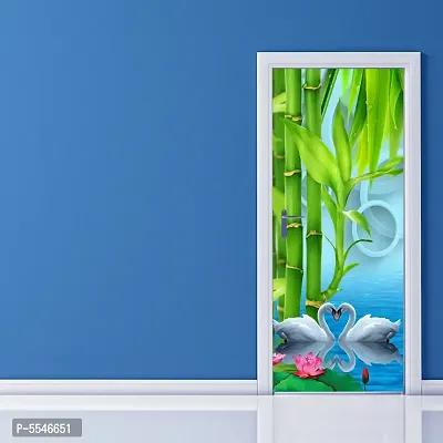 Door Sticker Model (SwanWaterLoveDoorSkin) Full Size (39x84) Inch For All Type Of Doors, Almiras, Walls