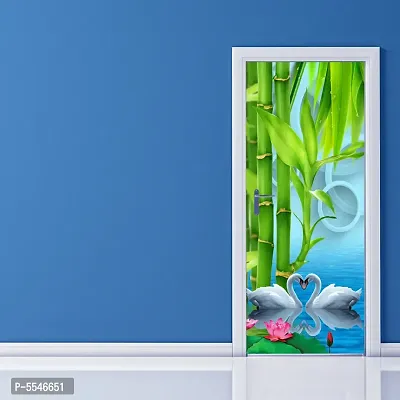 Door Sticker Model (SwanWaterLoveDoorSkin) Full Size (39x84) Inch For All Type Of Doors, Almiras, Walls-thumb0