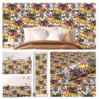 Self Adhesive Wall Stickers for Home Decoration Extra Large Size 300x40Cm Wallpaper for Walls CatFaces Wall stickers for Bedroom  Bathroom  Kitchen  Living Room Pack of -1-thumb3