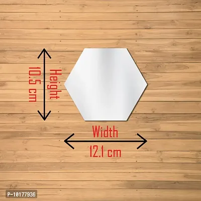 36 Hexagon Mirror Wall Stickers For Wall Size 10.5x12.1Cm Acrylic Mirror For Wall Stickers for Bedroom  Bathroom  Kitchen  Living Room Decoration Items Pack of -36 Silver-thumb0