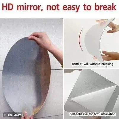 Classic Self Adhesive Wall Mirror Stickers Big Size (30x20) Cm Frameless Mirror for Wall Stickers (L-OvalMirror)-thumb5