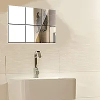 6Big Square Mirror Wall Stickers For Wall Size 15x15Cm Acrylic Mirror For Wall Stickers for Bedroom  Bathroom  Kitchen  Living Room Decoration Items Pack of -6 Silver-thumb2