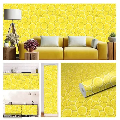Self Adhesive Wall Stickers for Home Decoration Extra Large Size (300x40)Cm Wallpaper for Walls (Lemon slice) Wall stickers for Bedroom  Bathroom  Kitchen  Living Room (Pack of 1)-thumb0