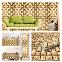 Self Adhesive Wall Stickers for Home Decoration Extra Large Size 300x40Cm Wallpaper for Walls GoldenStripsSquare Wall stickers for Bedroom  Bathroom  Kitchen  Living Room Pack of -1-thumb2