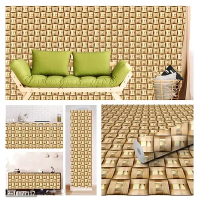 Self Adhesive Wall Stickers for Home Decoration Extra Large Size 300x40Cm Wallpaper for Walls GoldenStripsSquare Wall stickers for Bedroom  Bathroom  Kitchen  Living Room Pack of -1-thumb3