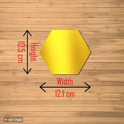8 Hexagon Mirror Wall Stickers For Wall Size 10.5x12.1Cm Acrylic Mirror For Wall Stickers for Bedroom  Bathroom  Kitchen  Living Room Decoration Items Pack of -8 Gold-thumb0