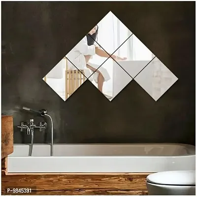 6Big Square Mirror Wall Stickers For Wall Size  15x15 Cm Acrylic Mirror For Wall Stickers for Bedroom  Bathroom  Kitchen  Living Room Decoration Items  Pack of  6  Silver