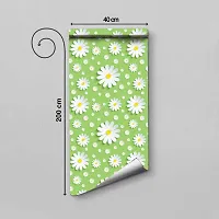 Classic Self Adhesive Wall Stickers For Kitchen Big Size (200x40)Cm  (GreenandWhiteFlower) Wallpaper for Walls Of Kitchen | Bedroom | Living Room Pack Of - 1-thumb1