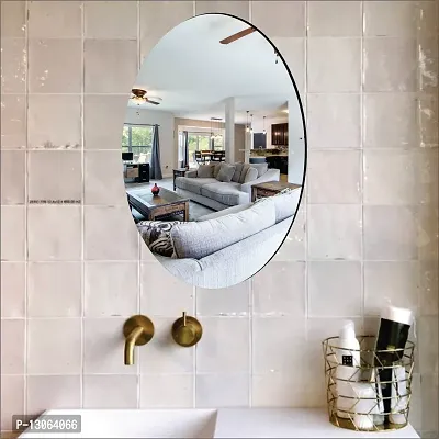 Classic Self Adhesive Wall Mirror Stickers Big Size (30x20) Cm Frameless Mirror for Wall Stickers (Mm-OvalMirror)